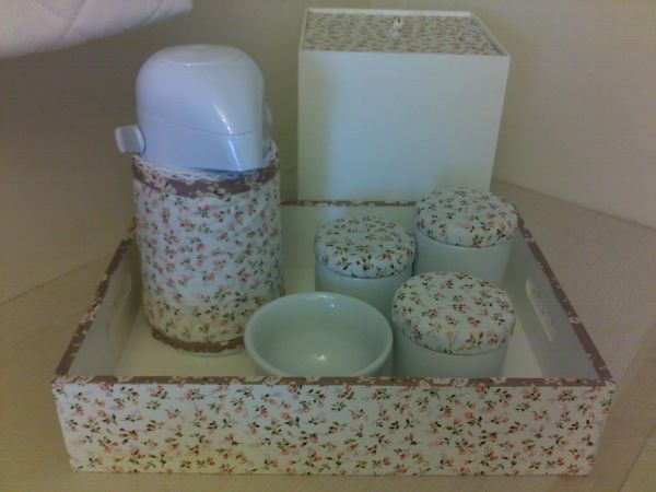 Kit higiene floral porcelana